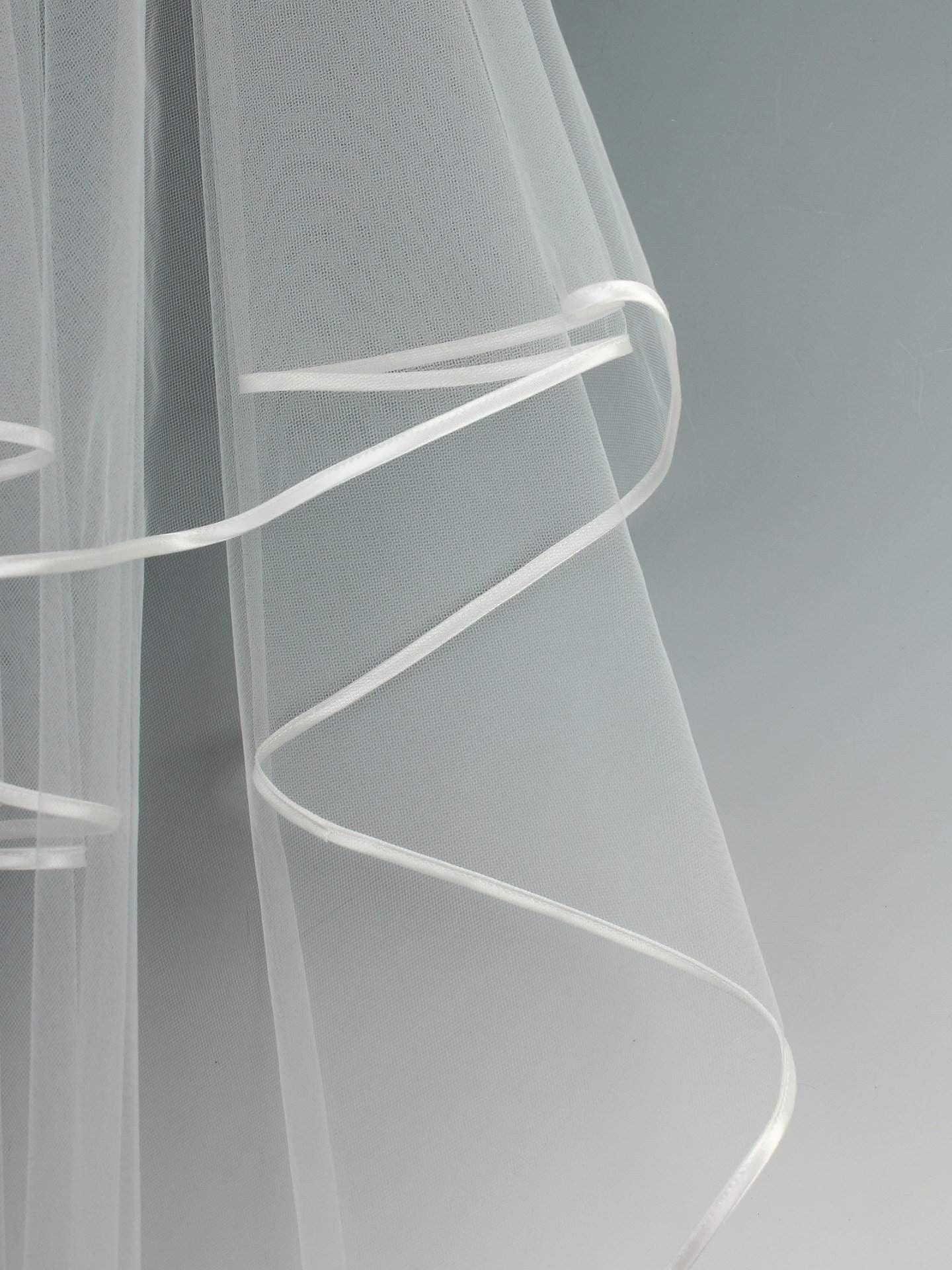NOVA - SATIN RIBBON EDGE VEIL - 72" - Adore Bridal and Occasion Wear