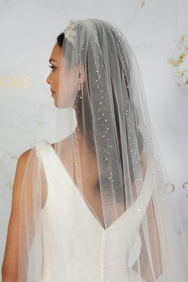 C625A-Double Satin Edge Waterfall Veil - Adore Bridal and Occasion Wear