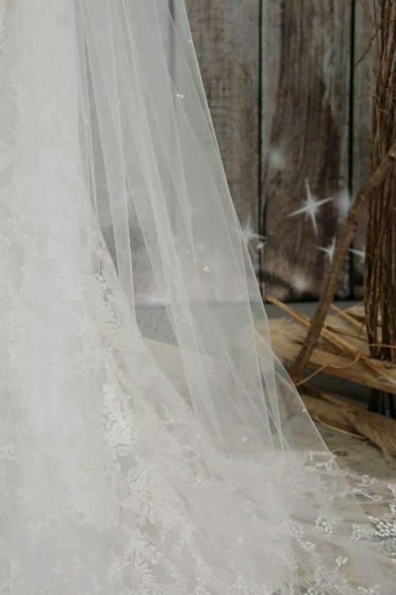 LENA  - GENUINE PEARL SCATTER  VEIL - 98" - Adore Bridal and Occasion Wear
