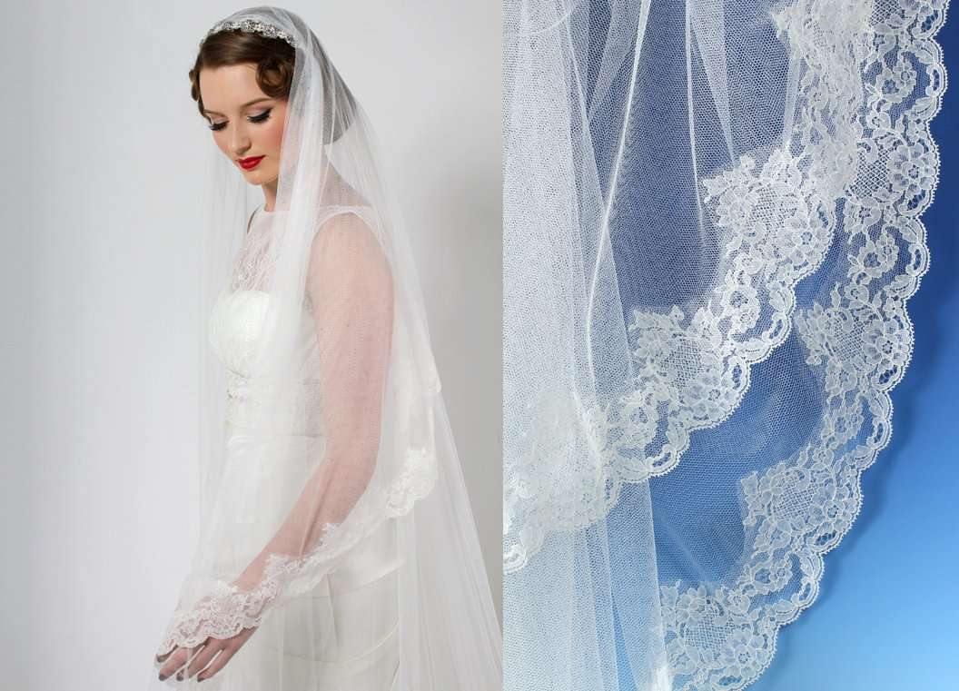 FRAN - FRENCH LACE VEIL - 72" - Adore Bridal and Occasion Wear