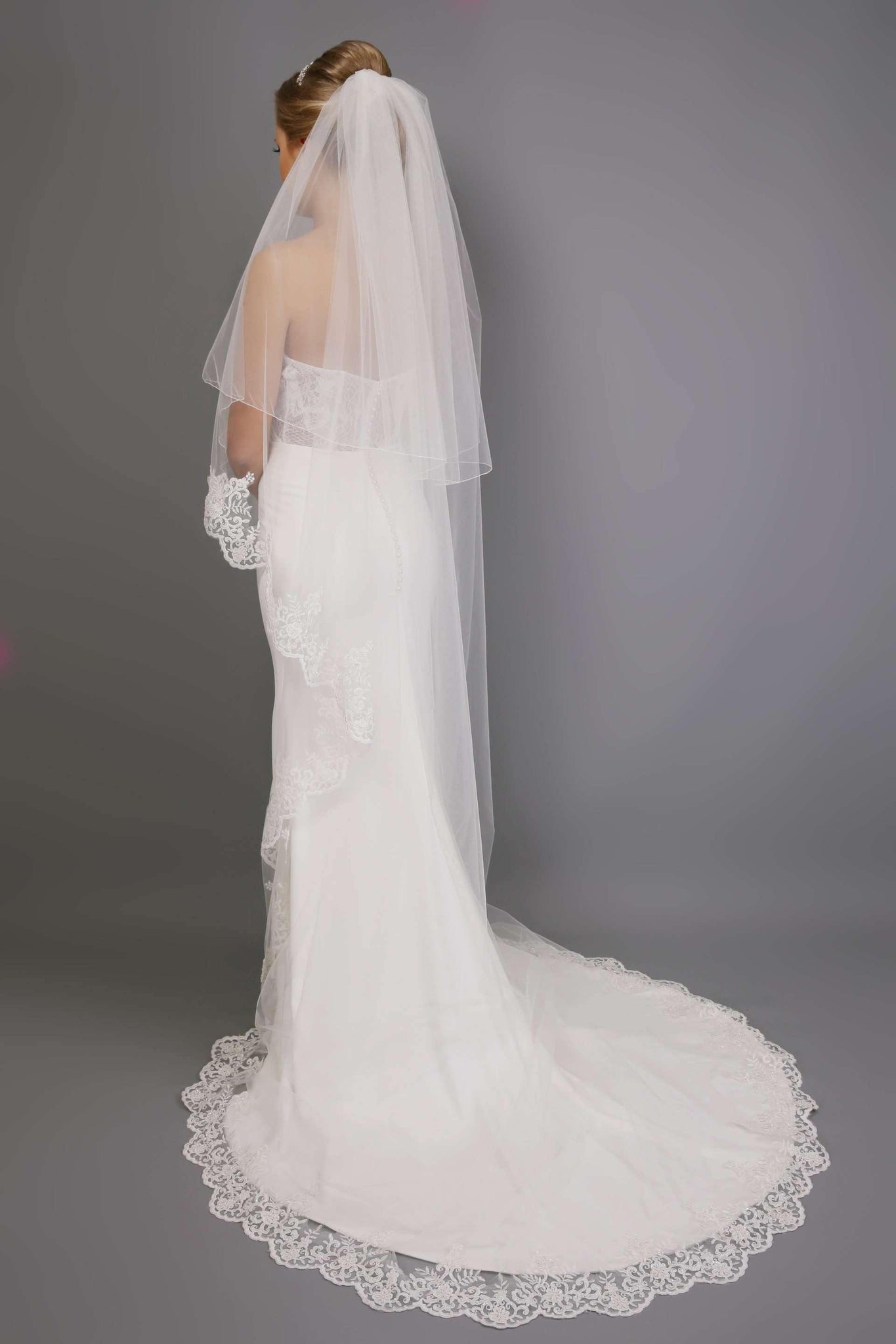 SIAN - BEADED LACE VEIL - 126" - Adore Bridal and Occasion Wear