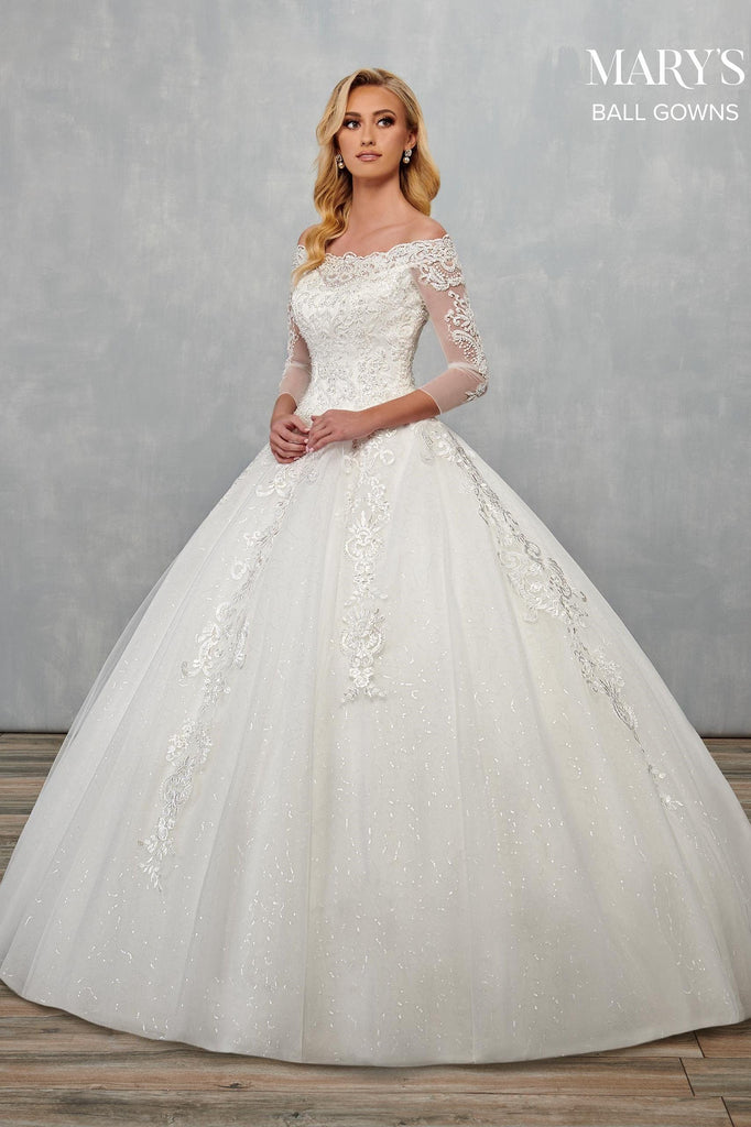 Absolute dream dress Long sleeve bardot style, lace, white princess wedding  dress. | Ball gowns wedding, Ball gown wedding dress, Bridal dresses
