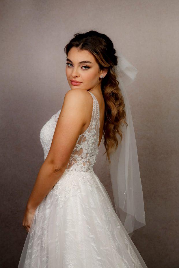 BOW - Long Bow Veil with Pearls By Richard Designs - Adore Bridal and Occasion Wear